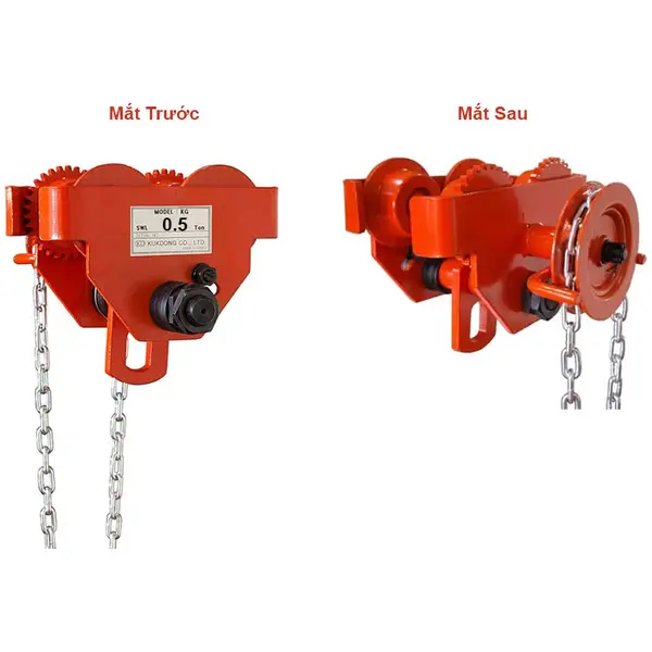 0.5 Tấn Con chạy xích kép tay Hàn Quốc 3m Kukdong KG-0.5T (Có Táng)
