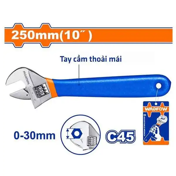 10 inch Mỏ lết cán màu xanh Wadfow WAW5110