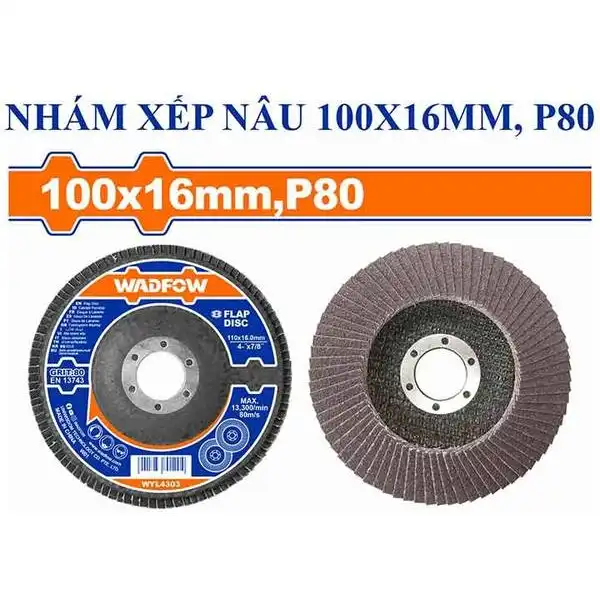 100x16mm Nhám xếp nâu P80 Wadfow WYL4303