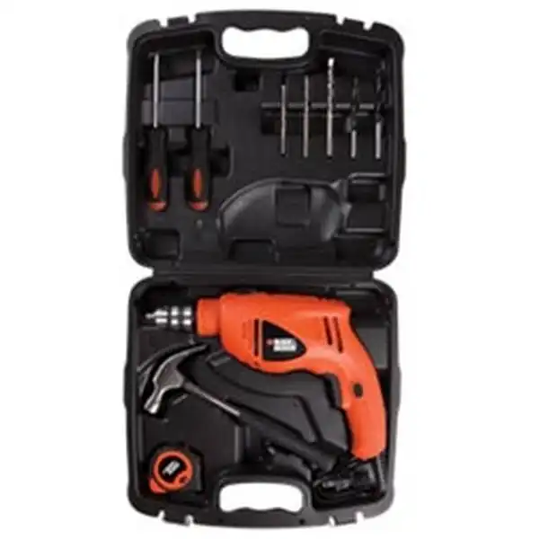 10mm Máy khoan búa 500W kèm 9 phụ kiện Black & Decker HD400K9