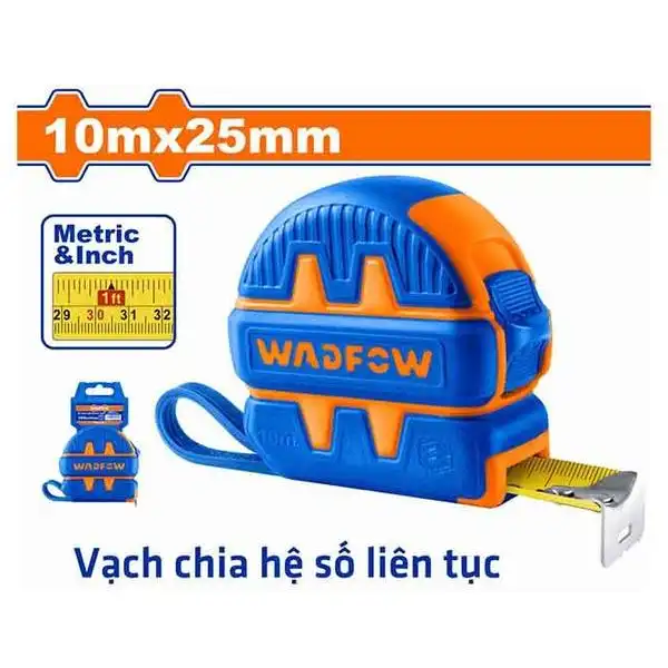 10mx25mm Thước cuộn thép hệ inch và mét (thân bọc cao su) Wadfow WMT1250
