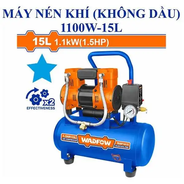 1100W (1.5HP) Máy nén khí không dầu 15 lít Wadfow WAP1A15