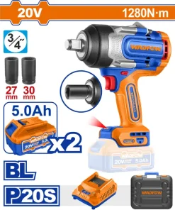 1280Nm Máy vặn bu lông dùng pin 20V Wadfow WCD1B128 (2 Pin 5.0Ah, 1 Sạc)