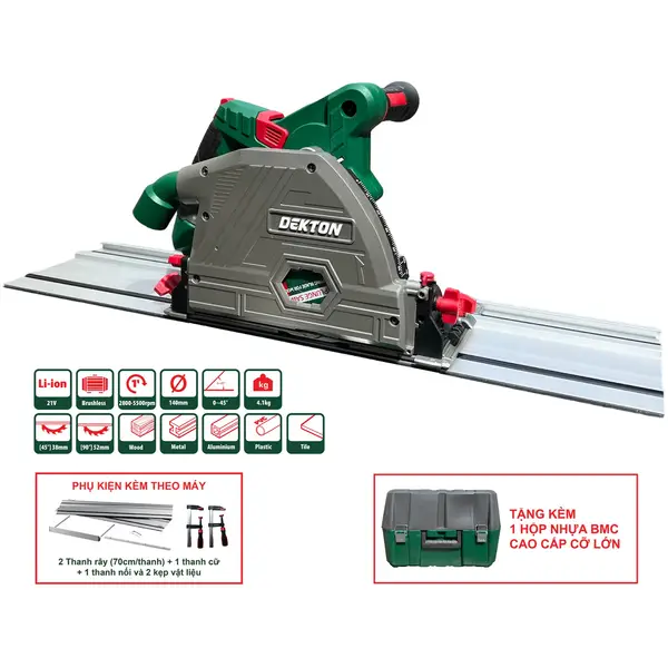 140mm Máy cưa đĩa trượt dùng pin 21V Dekton M21-CGT140BL (Chưa Pin & Sạc)