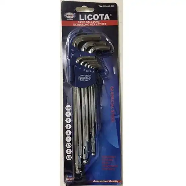1.5-10mm Bộ lục giác bi 9 chi tiết (xi bóng) Licota TW-210009A-WM (TW-21009A)