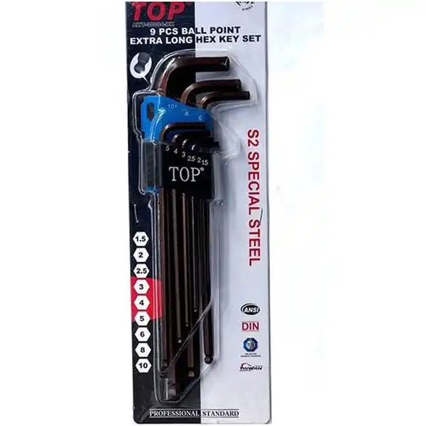 1.5-10mm Bộ lục giác bi xi nâu 9 chi tiết TOP AWT-30004-BK