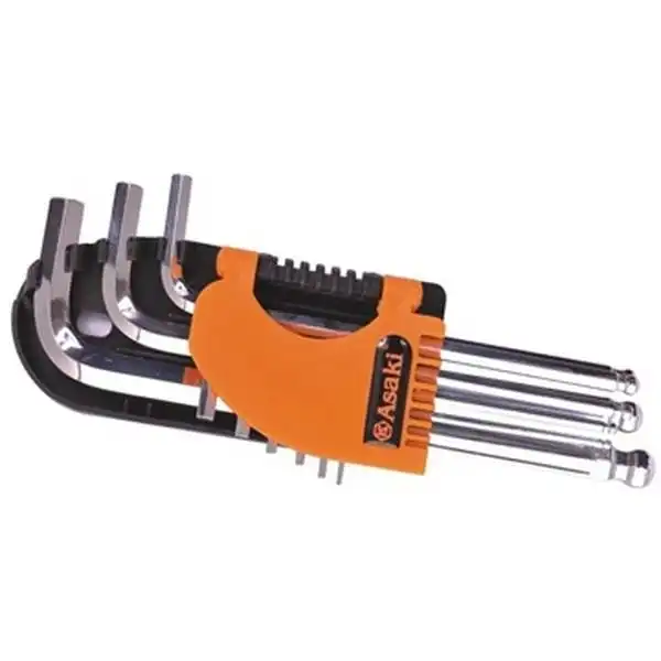 1.5-10mm Bộ lục giác đầu bi 9 cây chuẩn Asaki AK-194