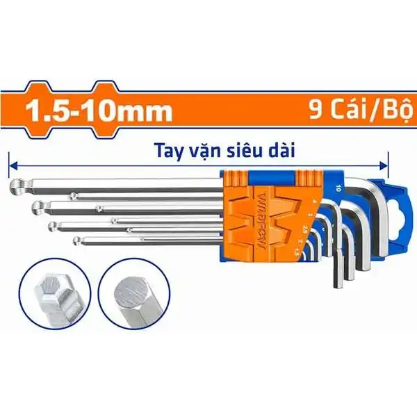 1.5-10mm Bộ lục giác đầu bi (loại dài) 9 chi tiết Wadfow WHK2292