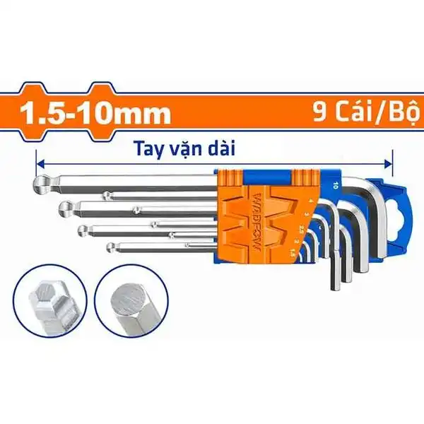 1.5-10mm Bộ lục giác đầu bi (loại trung) 9 chi tiết Wadfow WHK2291