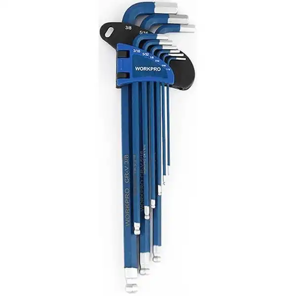 1.5-10mm Bộ lục giác đầu bi thép CR-V 9 chi tiết Workpro WP222011