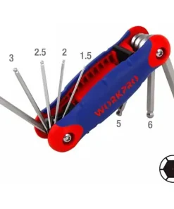 1.5-8mm Bộ lục giác đầu bi hệ mét gấp gọn 8 chi tiết Workpro WP222020