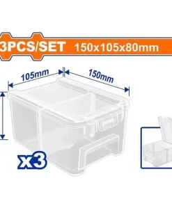 150x105x80mm Bộ 3 hộp đựng linh kiện 2 ngăn trong suốt Wadfow WTB8333