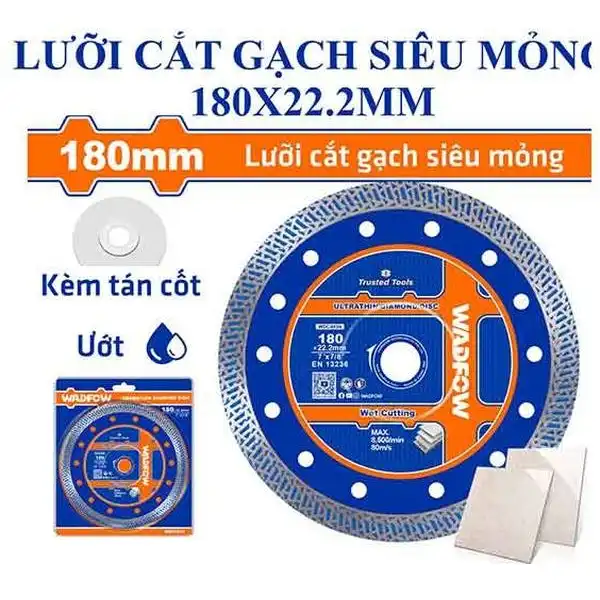 180x22.2mm Lưỡi cắt gạch siêu mỏng (cắt ướt) Wadfow WDC4K04