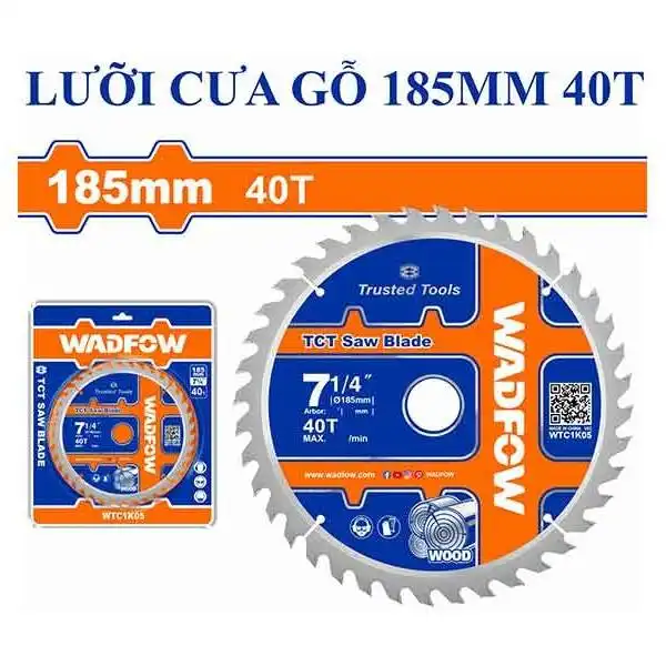 185mm Lưỡi cắt gỗ 40 răng Wadfow WTC1K05