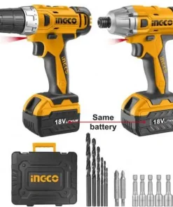 18V Bộ combo máy khoan và máy siết vít dùng pin INGCO CKLI18021
