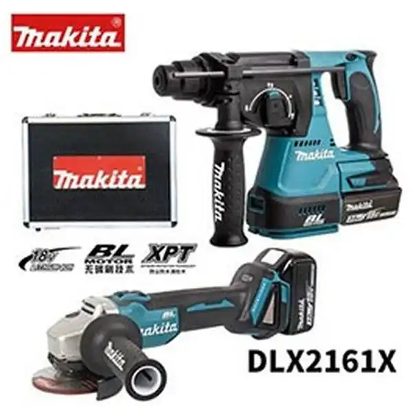 18V Bộ máy khoan búa và máy mài dùng pin Makita DLX2161X