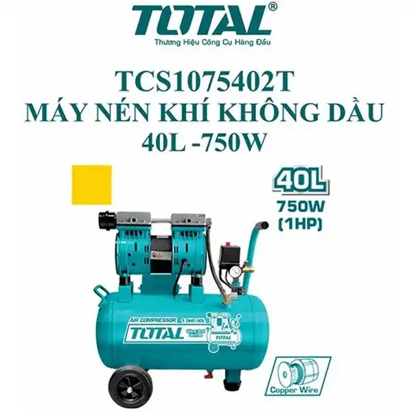 1HP (750W) Máy nén khí không dầu 40L Total TCS1075402T
