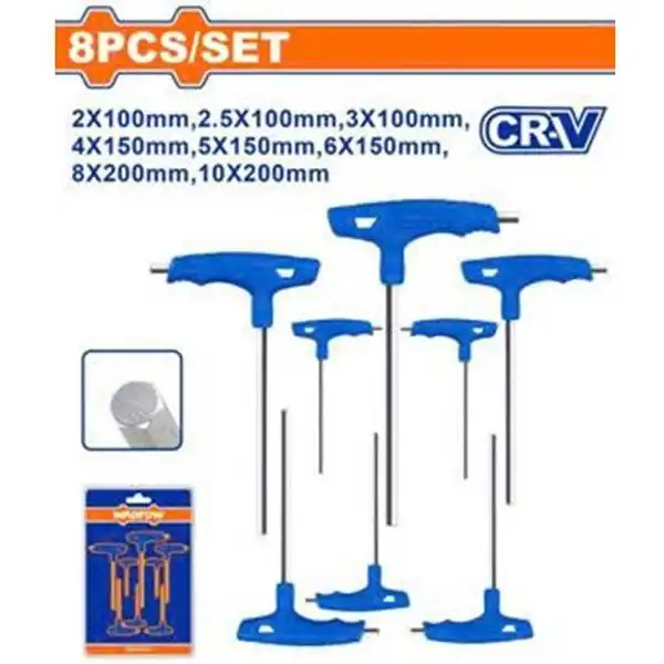 2-10mm Bộ lục giác chữ T đầu bằng 8 chi tiết Wadfow WHK1481
