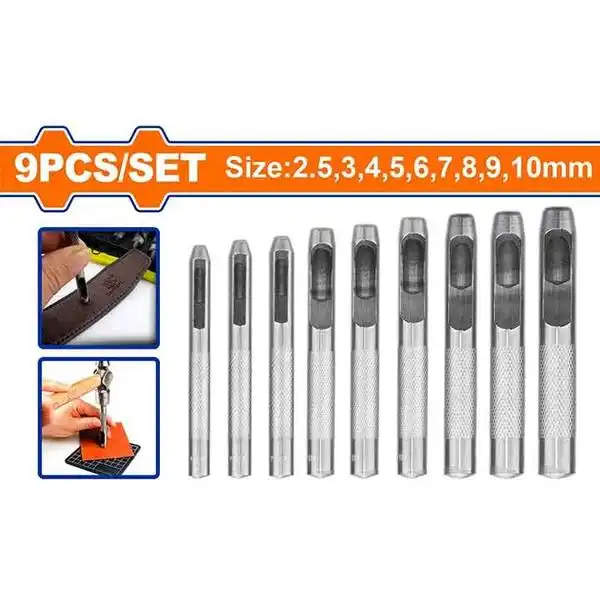 2-10mm Bộ mũi đục lỗ vải da 9 chi tiết Wadfow WCC7509