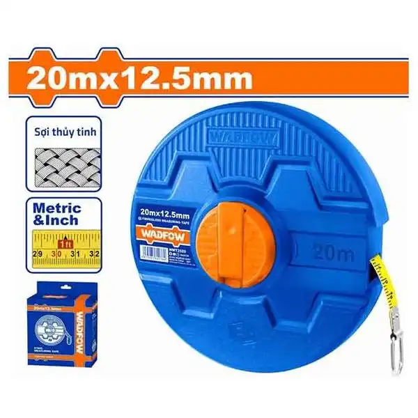 20mx12.5mm Thước cuộn sợi thủy tinh hệ inch và mét Wadfow WMT2520