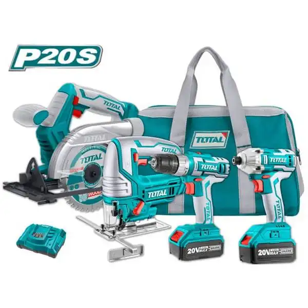 20V Bộ máy cưa đĩa, cưa lọng, máy khoan và máy siết vít dùng pin Total TCKLI2010