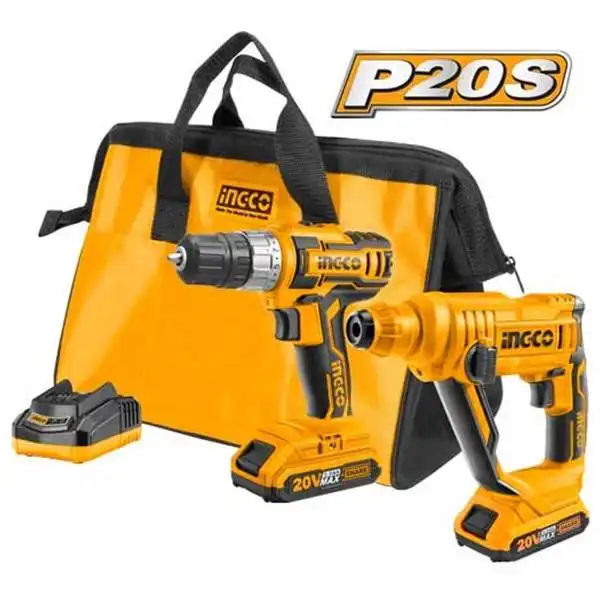 20V Bộ máy khoan vặn vít và máy khoan bê tông Ingco CKLI2008