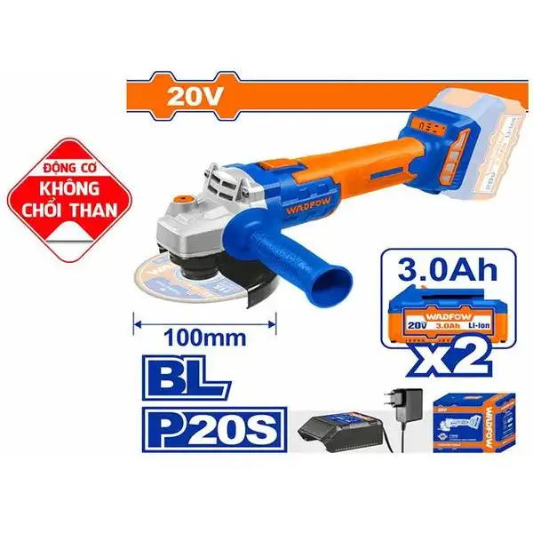 20V Máy mài góc 100mm (không chổi than) dùng pin Wadfow WLAPM12
