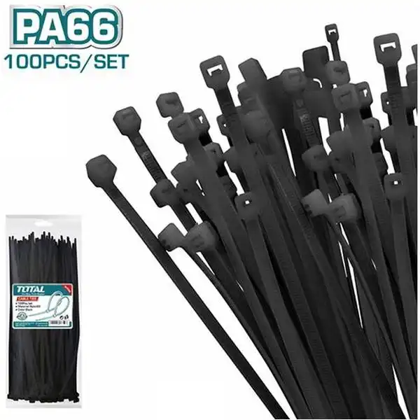 2.5x100mm Dây rút nhựa màu đen Total THTCTB10025