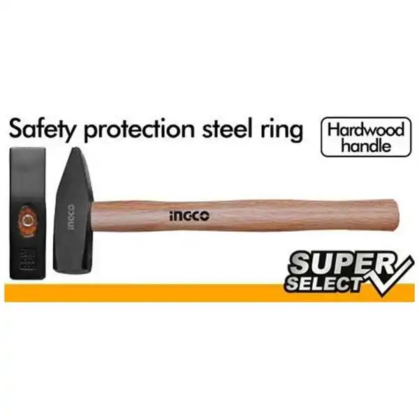300g Búa đinh đầu dẹp và vuông cán gỗ Ingco HMH040300
