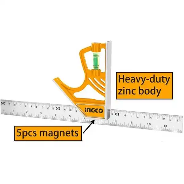 300mm Thước vuông kết hợp cán nhựa Ingco HSR530255