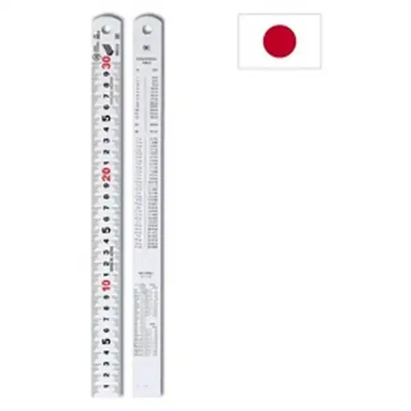 30cm Thước lá inox mạ nhũ bạc vạch kaidan Niigata ST-30KD