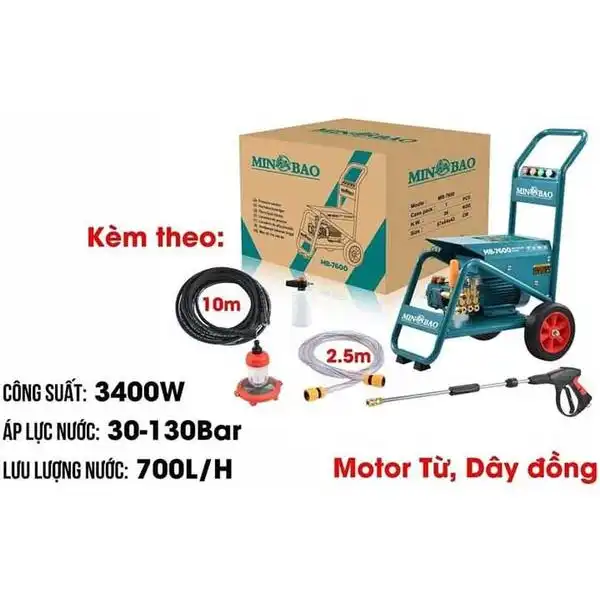 3400W Máy xịt rửa chỉnh áp Minbao MB-7600R