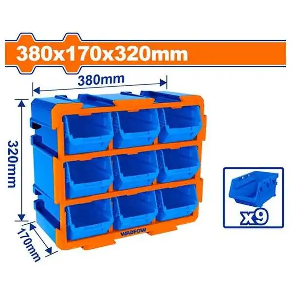 380x170x320mm Bộ tủ 9 khay nhựa đựng linh kiện (dạng hở) Wadfow WTB8330