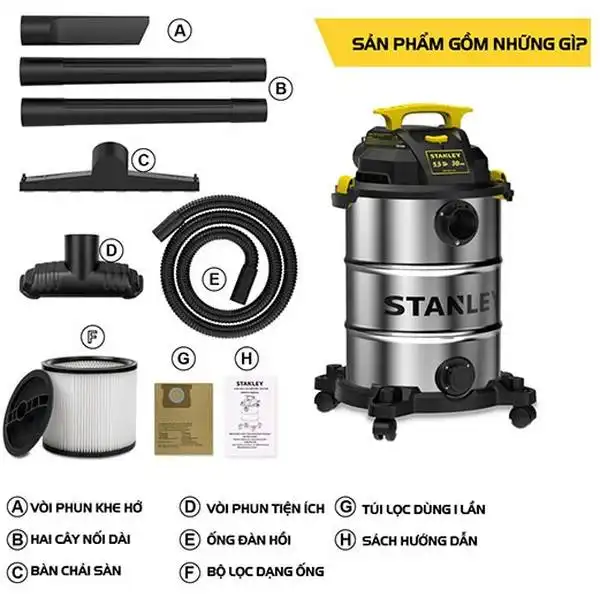 4000W Máy hút bụi 3 chức năng (Khô, Ướt, Thổi) 30 lít Stanley SL19417-8A