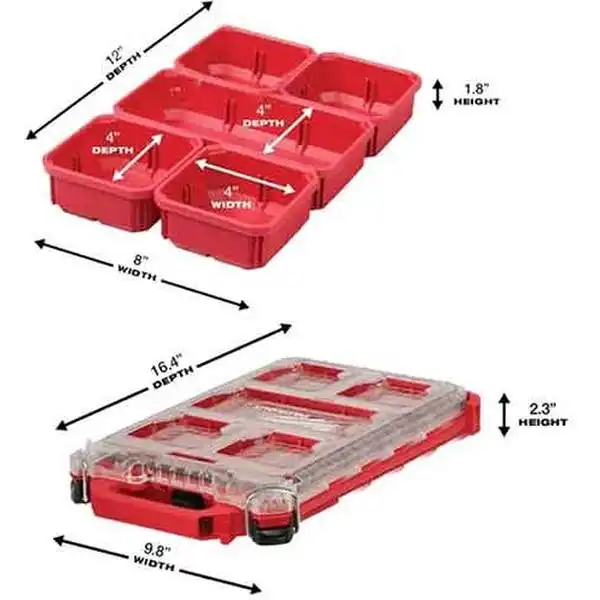 416x248x64mm Thùng đựng phụ kiện IP65 Milwaukee 48-22-8436