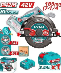 42V Máy cưa đĩa tròn 185mm dùng pin P42M Total TSLI4218511
