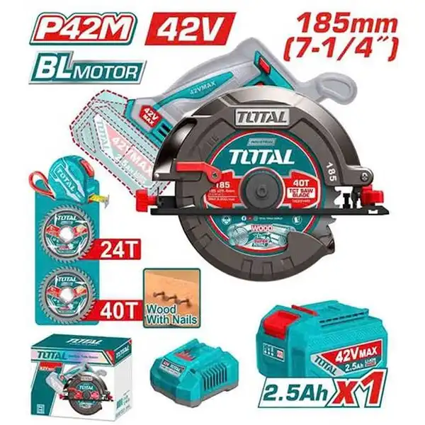 42V Máy cưa đĩa tròn 185mm dùng pin P42M Total TSLI4218511