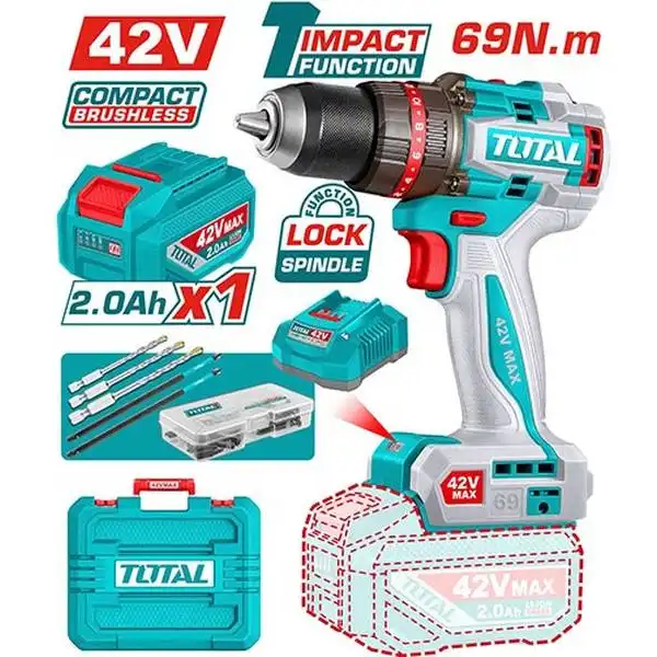 42V Máy khoan búa 69N.m dùng pin P42M Total TIDLI426981