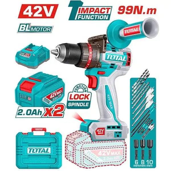 42V Máy khoan búa 99N.m dùng pin P42M Total TIDLI429982