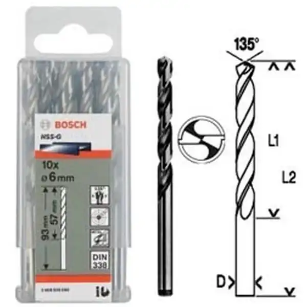 4.5mm Bộ mũi khoan sắt 10 mũi HSS-G Bosch 2608595061