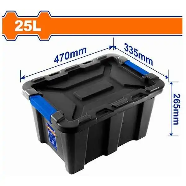 470x335x265mm Thùng nhựa đen dung tích 25L Wadfow WTB3325