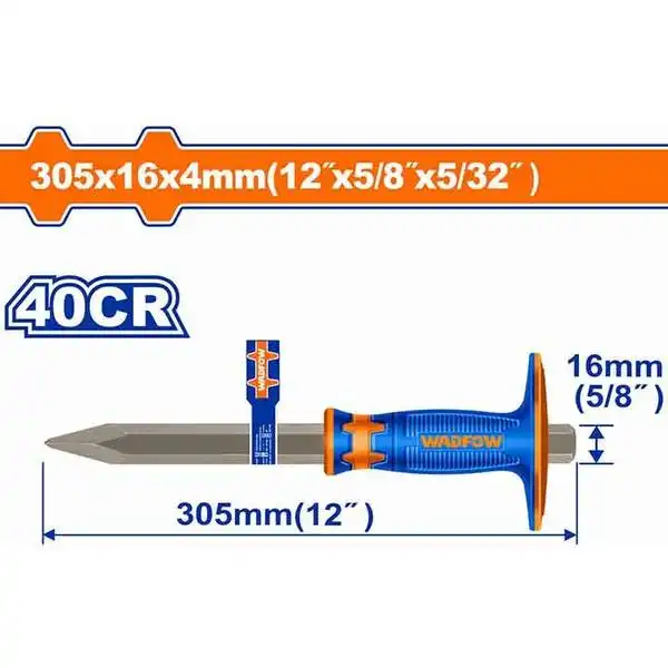 4x16x305mm Đục sắt mũi nhọn tay cầm bọc cao su Wadfow WCC2313