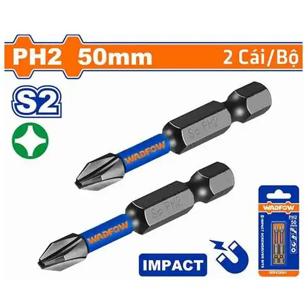 50mm Bộ mũi vít đầu bake PH2 (loại công nghiệp) Wadfow WSV2K61