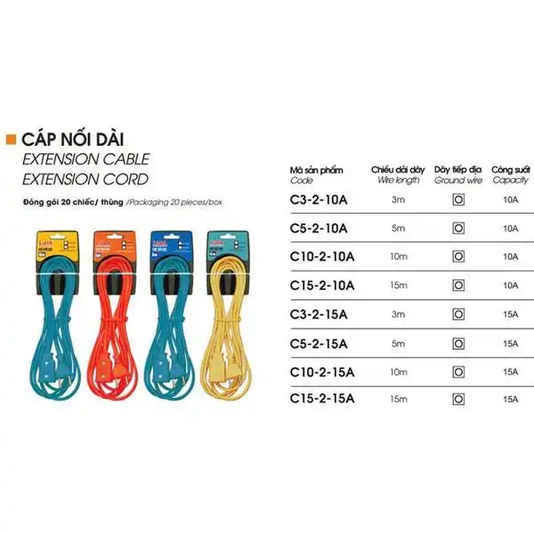 5m Dây cáp điện nối dài 15A Lioa C5-2-15A