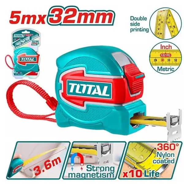 5m Thước cuộn thép hai mặt số (rộng 32mm) Total TMT80532