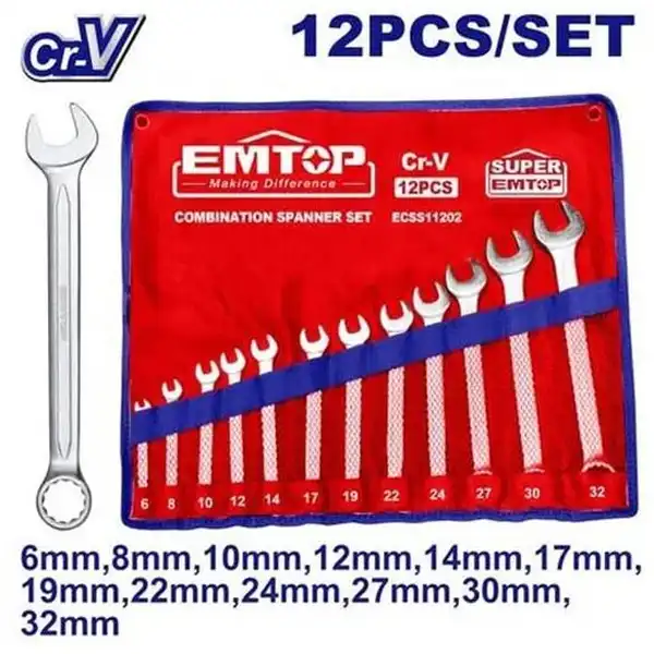 6-32mm Bộ cờ lê vòng miệng 12 chi tiết Emtop ECSS11202