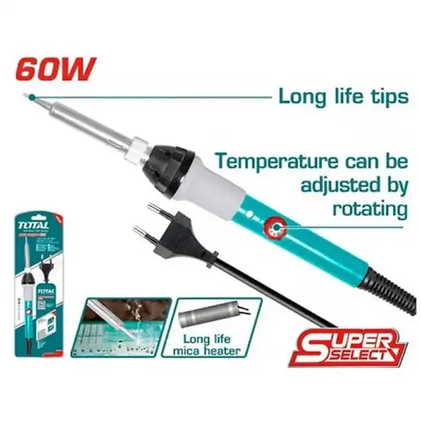 60W Mỏ hàn chì đầu thẳng nhọn điều chỉnh nhiệt độ Total TET160831