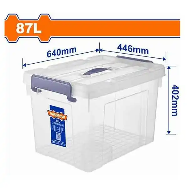 640x446x402mm Thùng nhựa trong suốt dung tích 87L Wadfow WTB2390