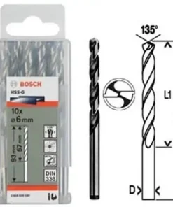 6.4mm Bộ mũi khoan sắt 10 mũi HSS-G Bosch 2608595335