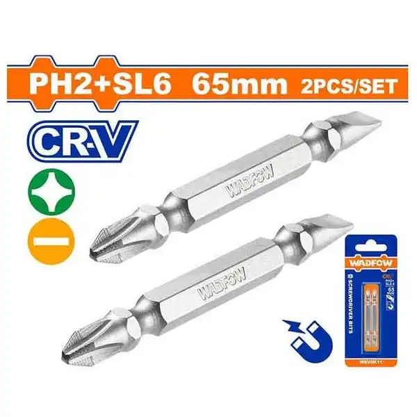 65mm Bộ mũi vít 2 đầu PH2 + SL6 Wadfow WSV0K11
